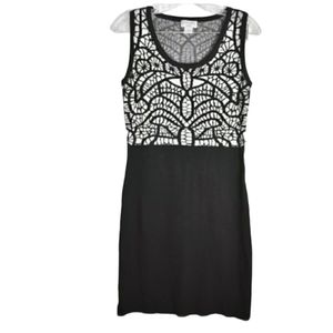 Women's  Carmen Knit Black and White Sleeveless Sweater Dress M